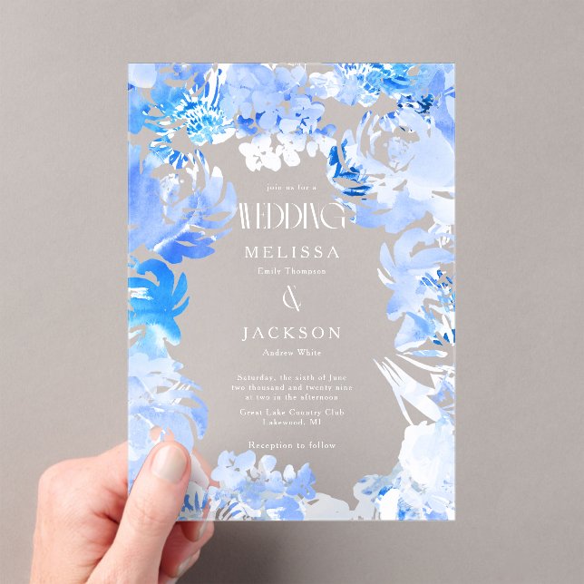 Eau bleue Fleur Mariage Invitation (In situ (ordinateur de poche))