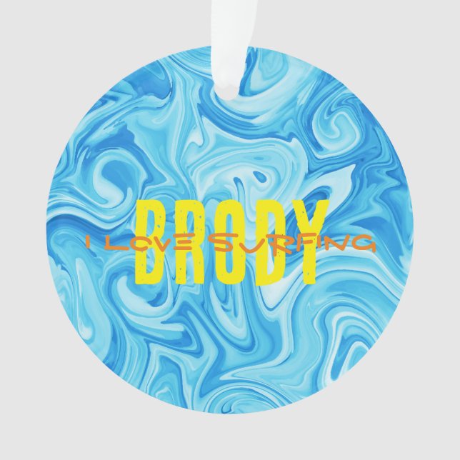 Eau Bleue J'AIME SURF NOM Ocean Beach Fun Orn (devant)