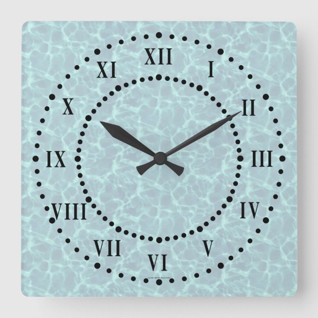 Eau Bleue Look Numéros romains Horloge murale (Recto)