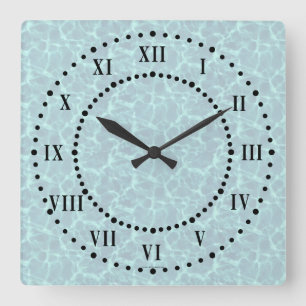 Eau Bleue Look Numéros romains Horloge murale