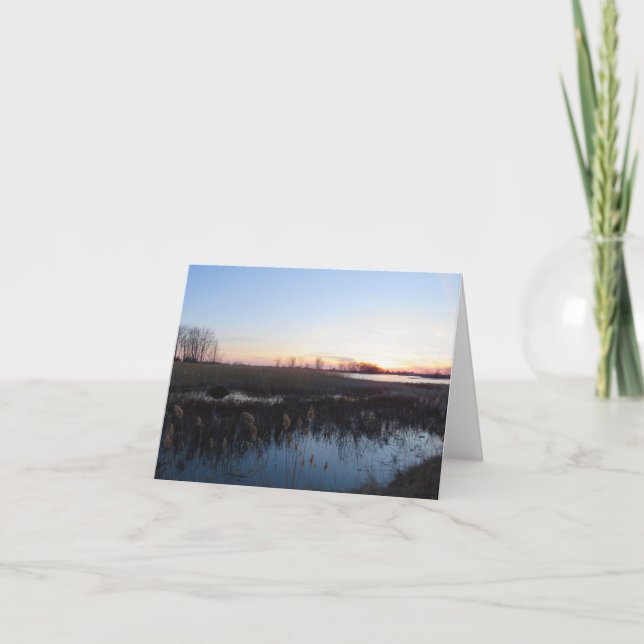 Eau calme et soleil couchant - Carte de vœux vierg (Devant)