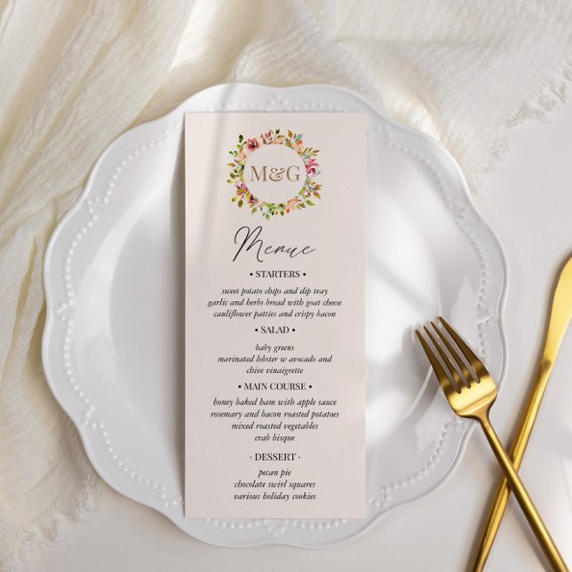 Eau d'été Jardin Floral Mariage Carte Menu (Créateur téléchargé)