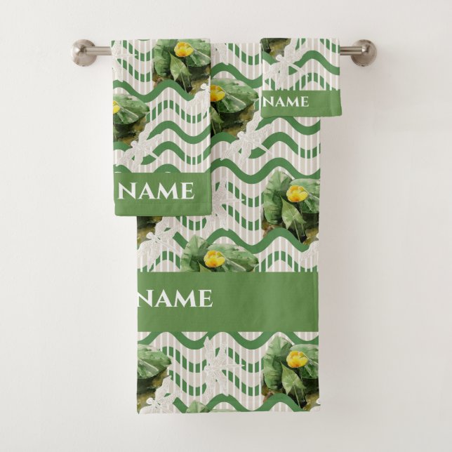 Eau Lilies aquarelle rayée coulisse (En situation)