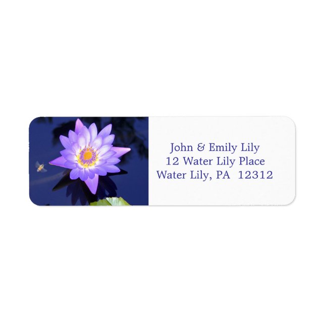 Eau Lily avec abeille Adresse de retour Étiquette (Devant)