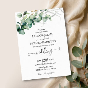 Eau Mariage de verdure Invitation Eucalyptus