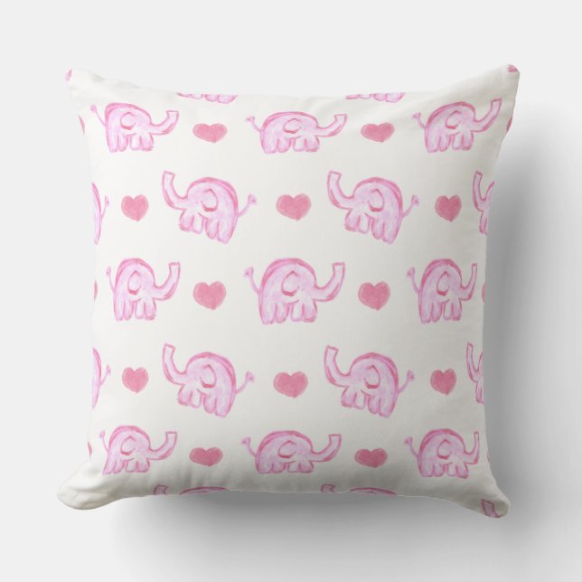 eau rose éléphants coussin extérieur (Recto)