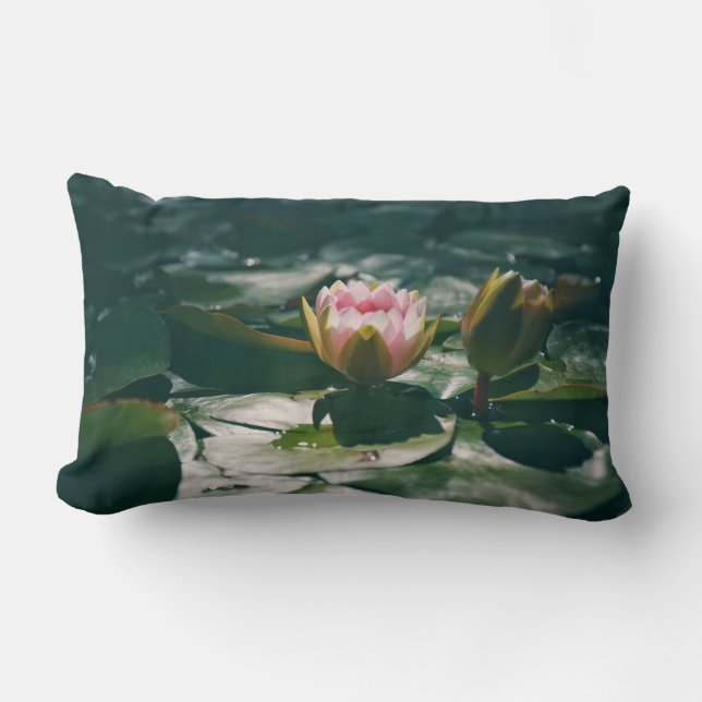 Eau Rose Lys Vert Plantes Coussin Jeu Oreiller (Recto)