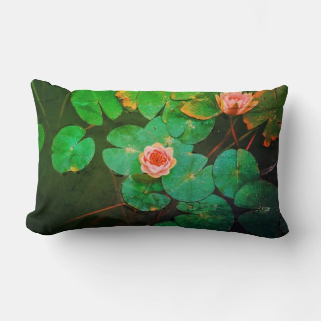 Eau Rose Lys Vert Plantes Coussin Jeu Oreiller (Recto)