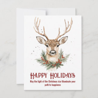 Eau rustique élégant carte de rennes de Noël