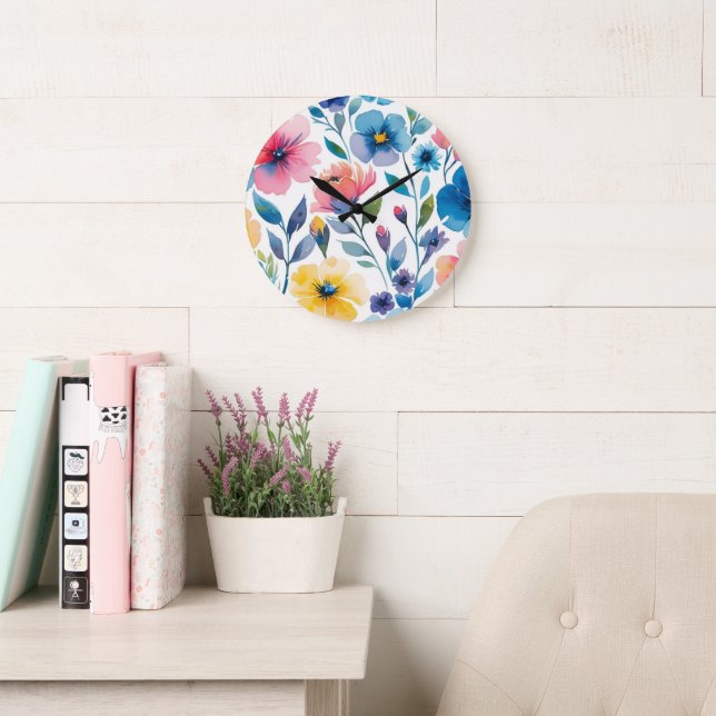 Eau Style Floral Horloge murale (Salle de lecture)