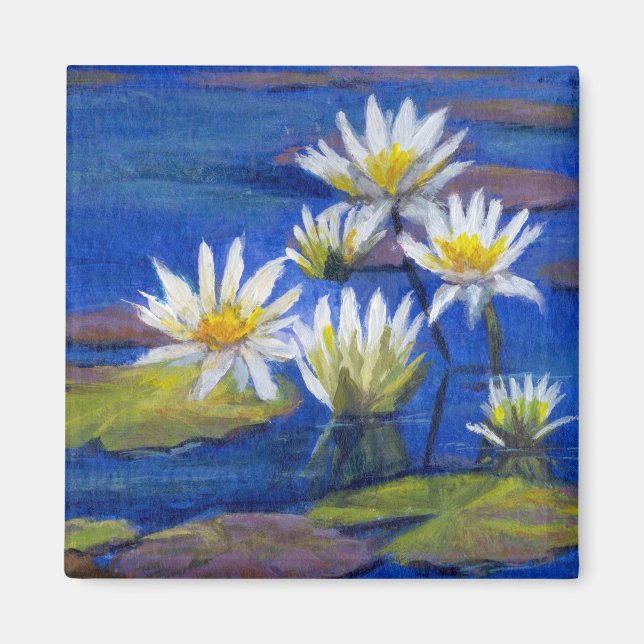 Eaux bleues foncées avec Aimant à fleurs blanches (Devant)