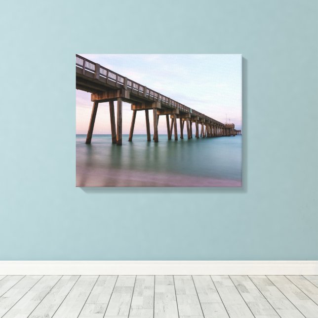 Eaux cristallines sur toile de la jetée de Panama  (Insitu (Plancher de Bois))
