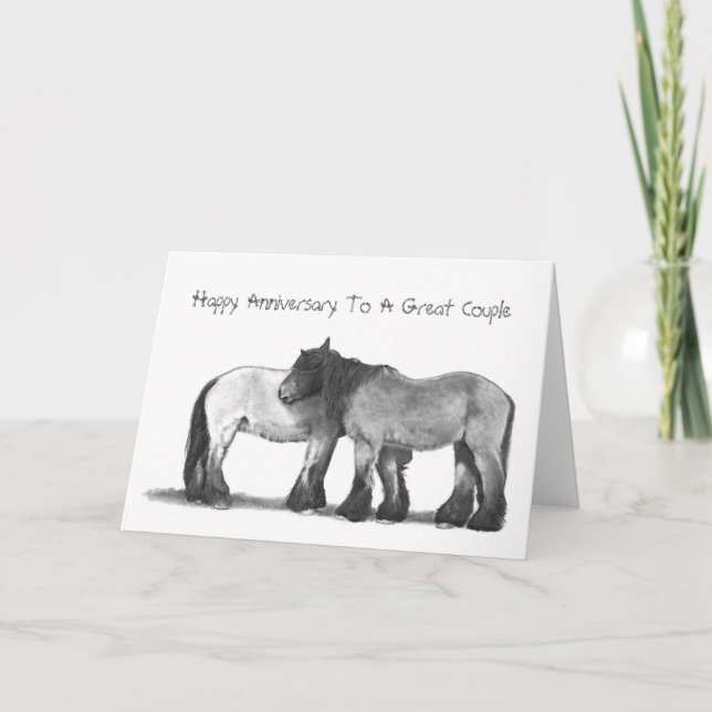 Ébauche de chevaux au crayon : Carte Anniversaire (Devant)