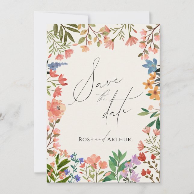 Ébauche de fleurs sauvages pour carte de sauvegard (Devant)