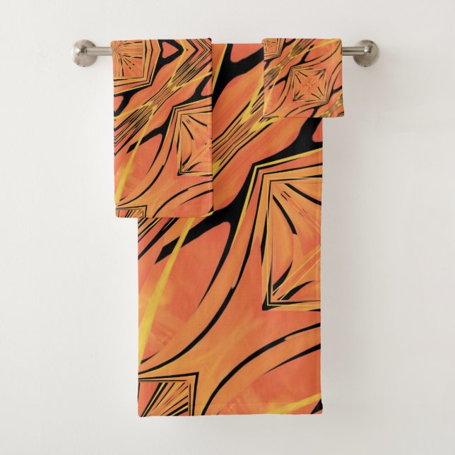 Ebony Black Et Citrus Orange Tropical Art Design (En situation)