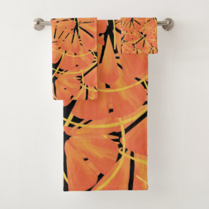 Ebony Black Et Citrus Orange Tropical Art Design