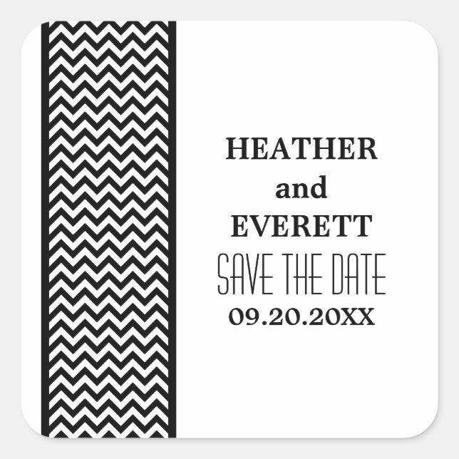Ebony Chevron Bordure Enregistrer la date Stickers (Devant)