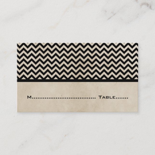 Ebony Chic Chevron Cartes de Place (Devant)