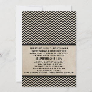 Ebony Chic Chevron Mariage Invitation