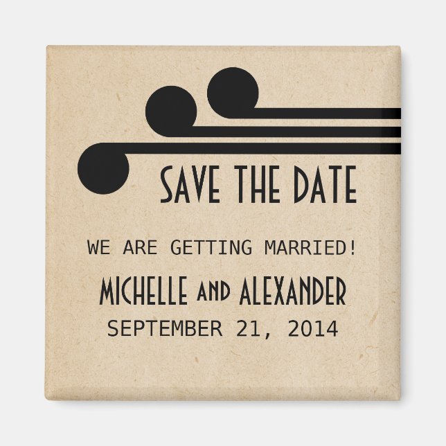 Ebony Deco Chic Save the Date Magnet (Devant)