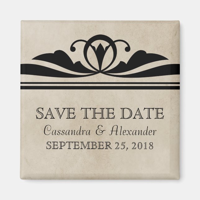 Ebony Elegant Deco Save the Date Magnet (Devant)