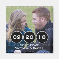 Ebony Modern Circles Photo Save the Date Magnet