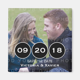 Ebony Modern Circles Photo Save the Date Magnet