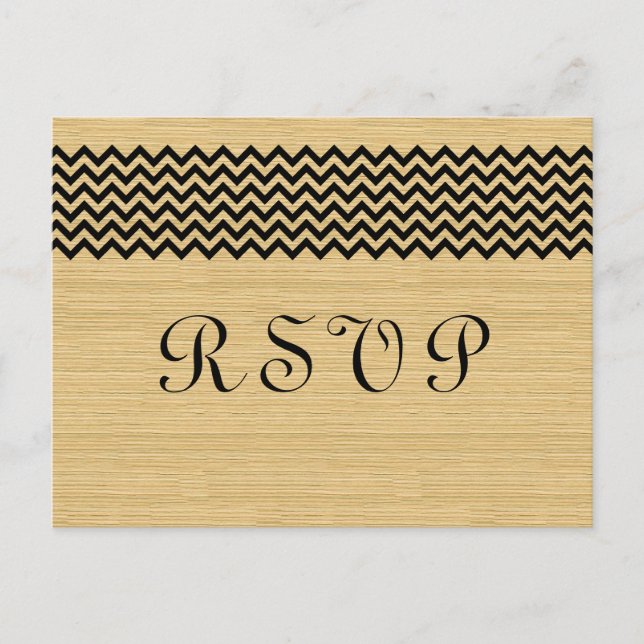 Ebony Rustic Chevron carte postale RSVP (Devant)