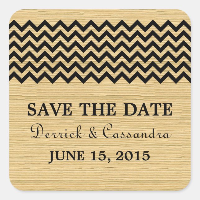 Ebony Rustic Chevron Enregistrer les stickers Date (Devant)