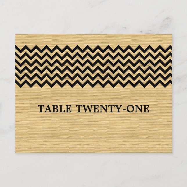 Ebony Rustic Chevron Numéro de table Carte postale (Devant)