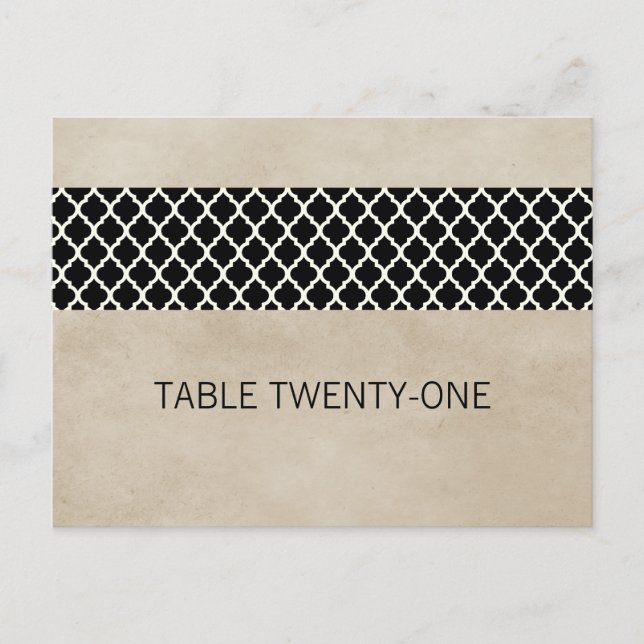 Ebony Rustic Quatrefoil Numéro de table Carte post (Devant)