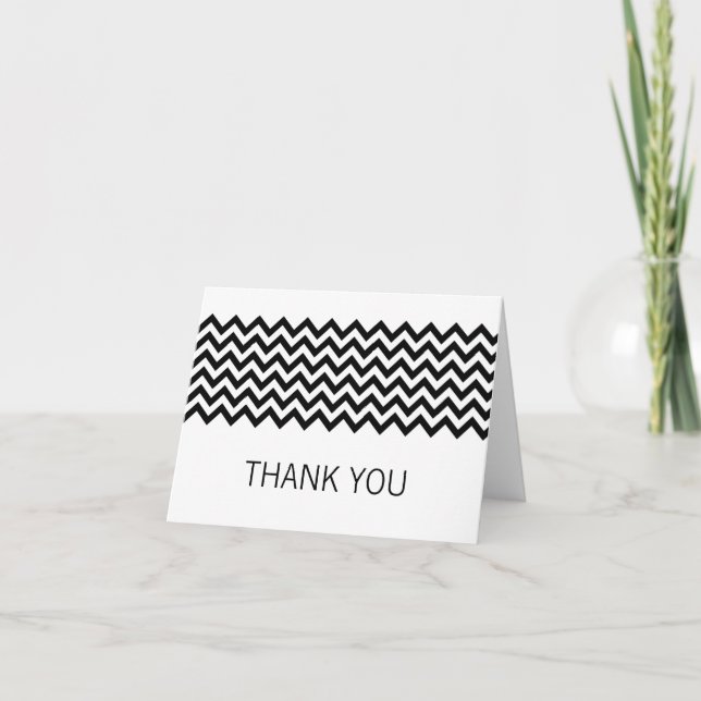 Ebony simple Carte de remerciements Chevron (Devant)