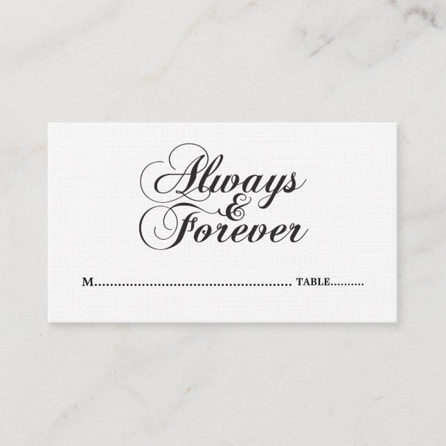 Ebony Toujours & Forever Mariage Cartes de Place (Devant)