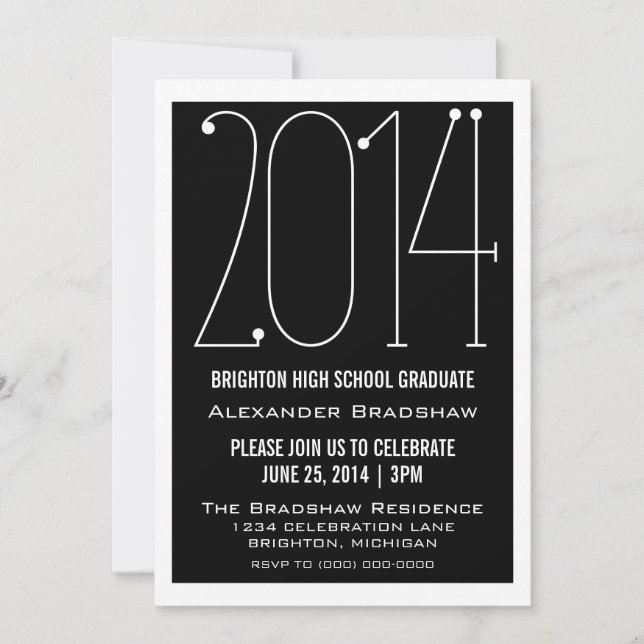 Ebony Trendy 2014 Graduation Invitation (Devant)