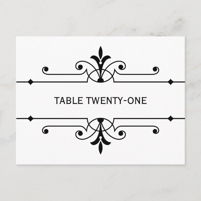 Ebony v2 Fancy Ornamy Numéro de table Carte postal (Devant)