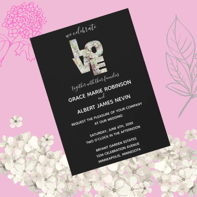 Ebony Vanilla Strawberry Hydrangeas Mariage Invite (Créateur téléchargé)