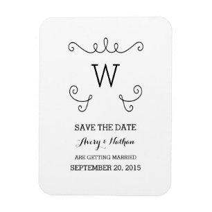Ebony Whimsical Flourish Save the Date Magnet