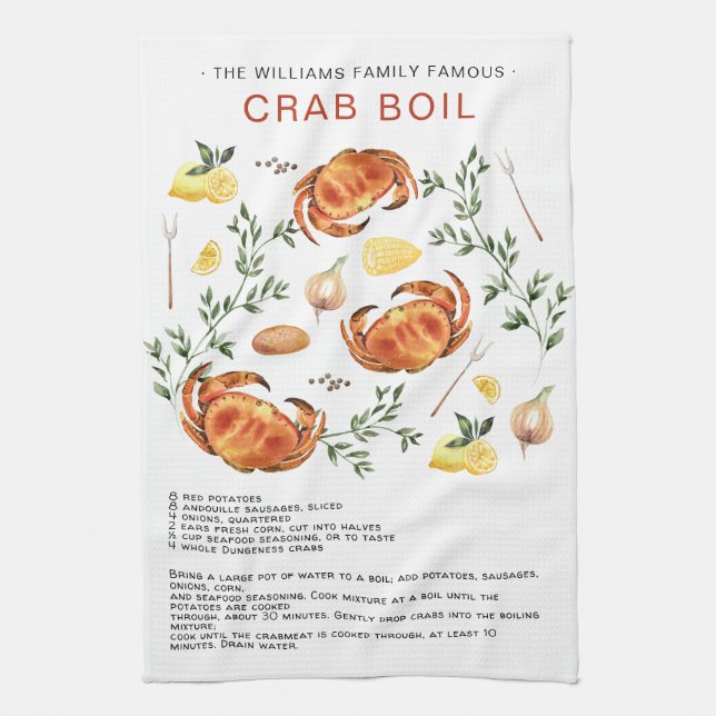 Ébullition de crabes d'été | Serviette à thé de re (Vertical)