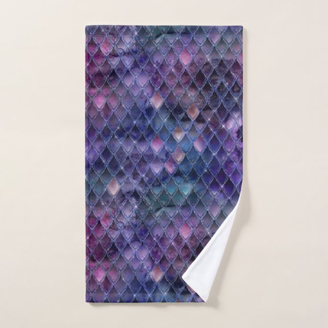 Écaille de dragon ombrée violette scintillante et  (Serviette à main)