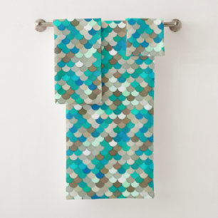 Écaille de sirène, Turquoise, Aqua, Taupe, & Crème