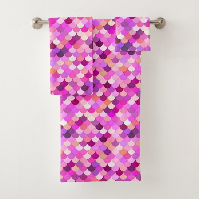 Écailles de sirène, violet, améthyste et corail (En situation)