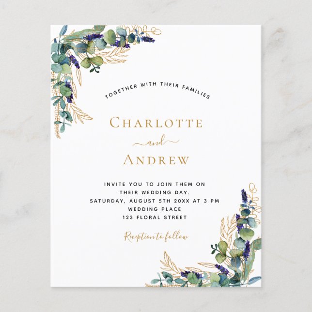 Écalyptus budget verdure élégante moderne mariage (Devant)