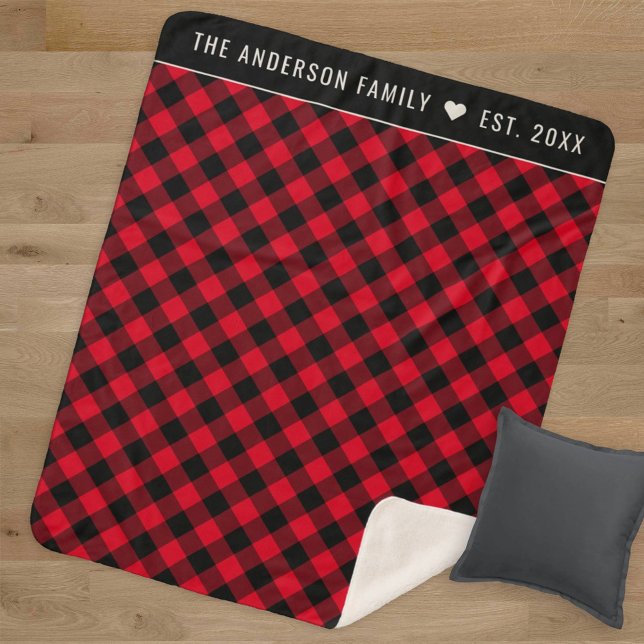 Écarlate Famille Plaid Monogramme (Créateur téléchargé)