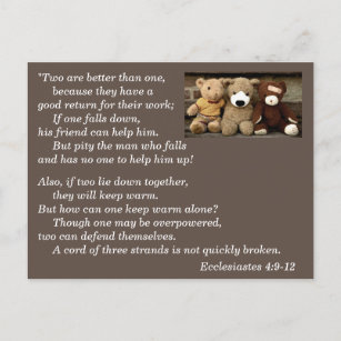 Ecclésiaste 4:9-12 Bible Verse Carte postale Mémoi