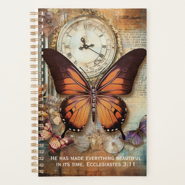 Ecclesiastes 3:11 Planner Butterfly Clock  (Devant)