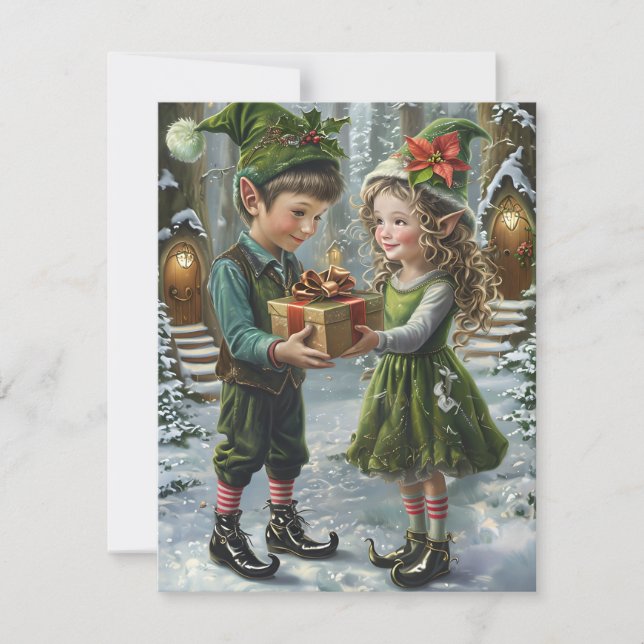 Échange de Cadeaux des Lutins de Noël – Carte de V (Devant)