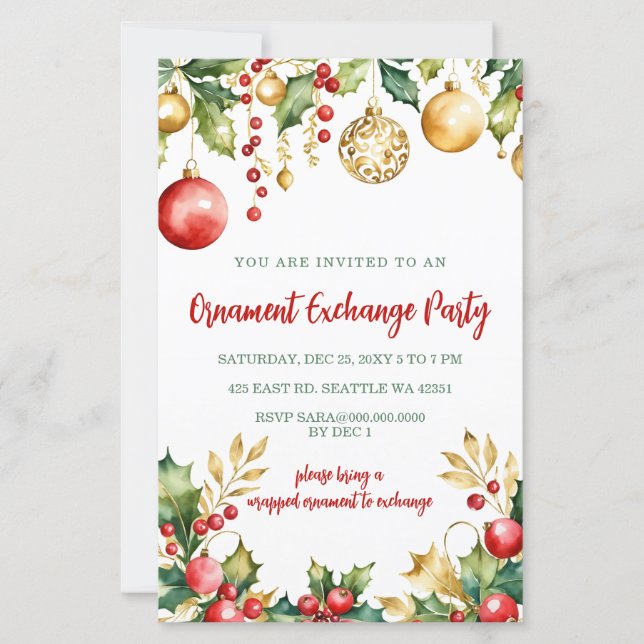 Échange d'ornements de fête Rouge Or Noël (Devant)