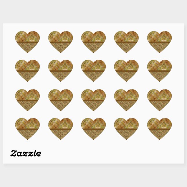 Échantillon de stickers en forme de cœur aux tons  (Feuille)