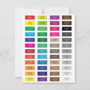 Échantillons de couleurs en code CMYK et hexadécim