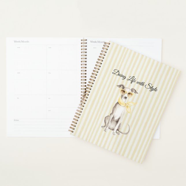 Écharpe jaune doux rayures de chien blanc (Devant avec enveloppe)